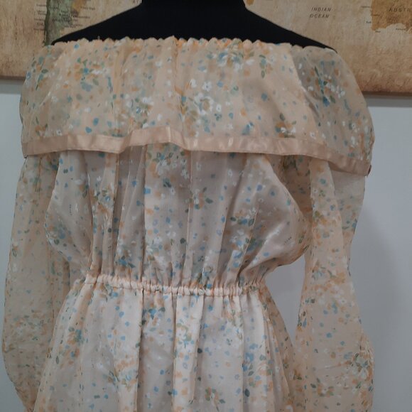 Vtg 60s handmade sheer peach gown - Picture 10 of 16